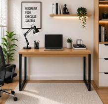 Escrivaninha Estilo Industrial Moderna Luxo 90 cm Home Office Estudo Quarto Escritório Freijó Preto - JSMIXX