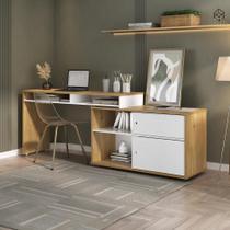 Escrivaninha Flex Reta ou em L para Home Office com 2 Portas, Nichos e Várias Opções de Montagem