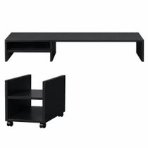 Escrivaninha Gamer Preta com Módulo Triplex e Suporte CPU com Rodas para Home Office