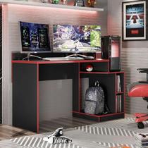 Escrivaninha Gamer Trader mdp de 1.36m x 0.86m x 0.56m Preta/Vermelha Escrivaninha Gamer Trader mdp de 1.36m x 0.86m x 0.56m Preta/Vermelha