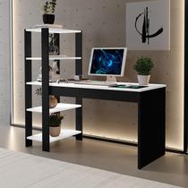 Escrivaninha Home Milão 121cm com Estante e Prateleiras Mesa para Computador Home Office Moderna para Escritório Quarto Estudo Estrutura Reforçada