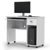 Escrivaninha Home Office 1 Gaveta Vicenza Branco Brilhante - Lukaliam Móveis