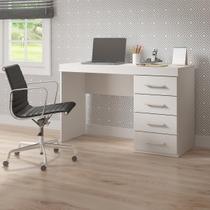 Escrivaninha Home Office 4 Gavetas 120cm MDP Menu Móveis Branco Escrivaninha Home Office 4 Gavetas 120cm MDP Menu Móveis Branco