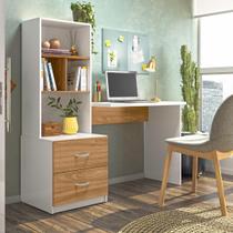 Escrivaninha Home Office com Prateleira Cristal Branco Nature