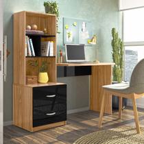 Escrivaninha Home Office com Prateleira Cristal Nature Preto