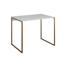 Escrivaninha Industrial Base Ferro Dourado Tampo Mdp Branco 90x50