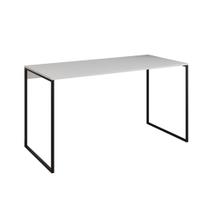 Escrivaninha Industrial Base Ferro Preto Tampo Mdp Branco 137x60 Escrivaninha Industrial Base Ferro Preto Tampo Mdp Branco 137x60