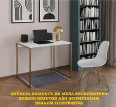 Escrivaninha Industrial Grécia 90x53 Ferro Dourado Tampo Branco
