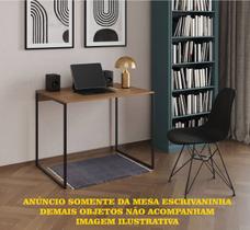 Escrivaninha Industrial Grécia 90x53 Ferro Preto Tampo Amêndoa