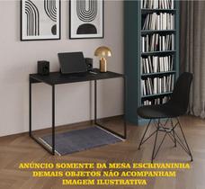 Escrivaninha Industrial Grécia 90x53 Ferro Preto Tampo Preto