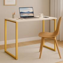 Escrivaninha Industrial Home Office Quarto Escritório 120x45 Cor:Offwhite/Dourado Escrivaninha Industrial Home Office Quarto Escritório 120x45 Cor:Offwhite/Dourado