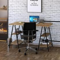 Escrivaninha Industrial Kuadra Cavalete 135 cm - Carvalho/Preto