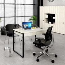 Escrivaninha Industrial Kuadra com 2 Gavetas 90 cm - Preto/Snow - Compace