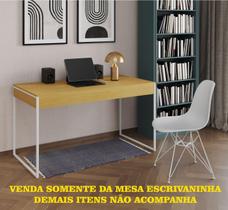 Escrivaninha Industrial Malta 137x53 Ferro Branco Tampo Canela