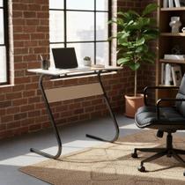 Escrivaninha Industrial Mesa Estudo Aparador Office Aço Mdf Pés Curvado Acabamento Minimalista e Moderno