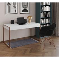 Escrivaninha Industrial Office Estudo Malta Branca 137x53cm com 1 Poltrona Preta Eames Eiffel Base C