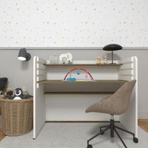 Escrivaninha Infantil com Regulagem de Altura 100cm MDF Branco E Carvalho Mel