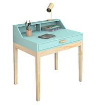 escrivaninha infantil menta com gaveta e pes de madeira - Aprire Móveis