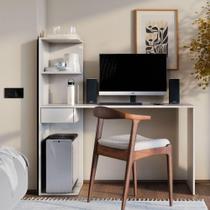 Escrivaninha Infinity Home Office Moderna Com Nichos E Gaveta Branca Escrivaninha Infinity Home Office Moderna Com Nichos E Gaveta Branca