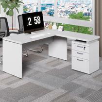 Escrivaninha L 150cm x 150cm Gaveteiro 3 Gav. Pé Painel F5