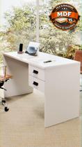 Escrivaninha Londres 118cm com 2 Gavetas Mesa para Computador Home Office Moderna Branco com Amadeirado Tampo de 15mm em MDF