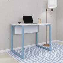 Escrivaninha M90/60P25TUB 90cm Industrial Branco e Azul Dali Escrivaninha M90/60P25TUB 90cm Industrial Branco e Azul Dali