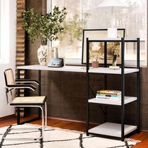 Escrivaninha Marrocos Home Office com Prateleira Estilo Industrial em MDF MDP e Aço 123cm Moderna Resistente para Escritório Estudo e Setup Gamer
