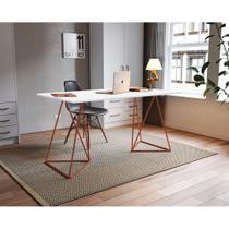 Escrivaninha Mesa Bela Vista para Home Office Estudo Trabalho com Tampo Amplo - Cobre/branco