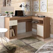 Escrivaninha Mesa Computador De Canto Office 137cm Suzan C01 - D'rossi Cor Bege Amarelado/off White