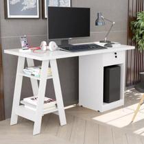 Escrivaninha Mesa Computador Gamer Cavalete Com Chave Gavetas 4 Prateleiras 2 Removível