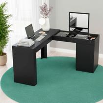 Escrivaninha Mesa De Canto Em L Organizadora Com Espelho Star Mobler