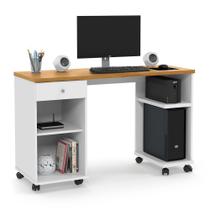 Escrivaninha Mesa de computador Million mdp de 1250mm x 760mm x 450mm Branco/Cinamomo MoveBrinque