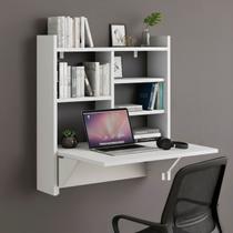 Escrivaninha Mesa Dobrável com Estante 63cm Branco Escrivaninha Mesa Dobrável com Estante 63cm Branco