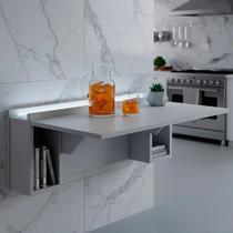 Escrivaninha Mesa Dobrável com Nichos com Led Neon Branco