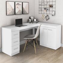 Escrivaninha Mesa em L Escritório 2 Portas 156cm Branco
