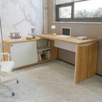 Escrivaninha Mesa Em L Home Office E Escritório 1 Porta De Correr 2 Nichos Smart Artany Olmo/Branco