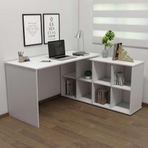 Escrivaninha Mesa Em L Para Home Office E Escritório 8 Nichos Nero II Artany Branco