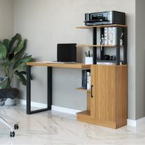 Escrivaninha Mesa Escritório 100% MDF 5 Prateleiras 1 Porta 135cm