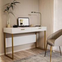 Escrivaninha Mesa Escritório 120cm 2 Gavetas Pés em Aço Olympia