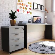 Escrivaninha Mesa Escritório 120CMX42CM 120cm Preto e Cinza Cristal