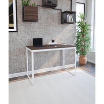 Escrivaninha Mesa Escritório 120x45 120cm Branco E Nogal