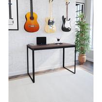 Escrivaninha Mesa Escritório 120x45 120cm Preto Fosco E Nogal