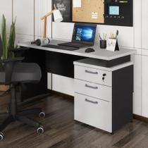 Escrivaninha Mesa Escritório 135cm 3 Gavetas Multimóveis Cr25313 Cinza Preto Escrivaninha Mesa Escritório 135cm 3 Gavetas Multimóveis Cr25313 Cinza Preto
