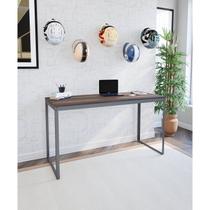 Escrivaninha Mesa Escritório 135x55 135cm Cinza Grafite E Nogal