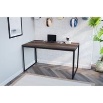 Escrivaninha Mesa Escritório 135x75 135cm Preto Fosco E Nogal