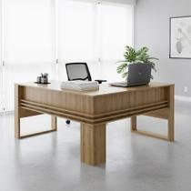 Escrivaninha Mesa Escritório 136cm em L com Detalhe Ripado ME4145 Escrivaninha Mesa Escritório 136cm em L com Detalhe Ripado ME4145