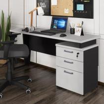 Escrivaninha Mesa Escritório 150cm 3 Gavetas Multimóveis Cr25322 Cinza Preto Escrivaninha Mesa Escritório 150cm 3 Gavetas Multimóveis Cr25322 Cinza Preto
