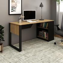 Escrivaninha Mesa Escritório 160cm Amêndoa e Preto Marrom Escrivaninha Mesa Escritório 160cm Amêndoa e Preto Marrom