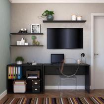 Escrivaninha Mesa Escritório 190cm com Nichos e 3 Prateleiras