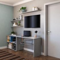 Escrivaninha Mesa Escritório 190cm com Nichos e 3 Prateleiras